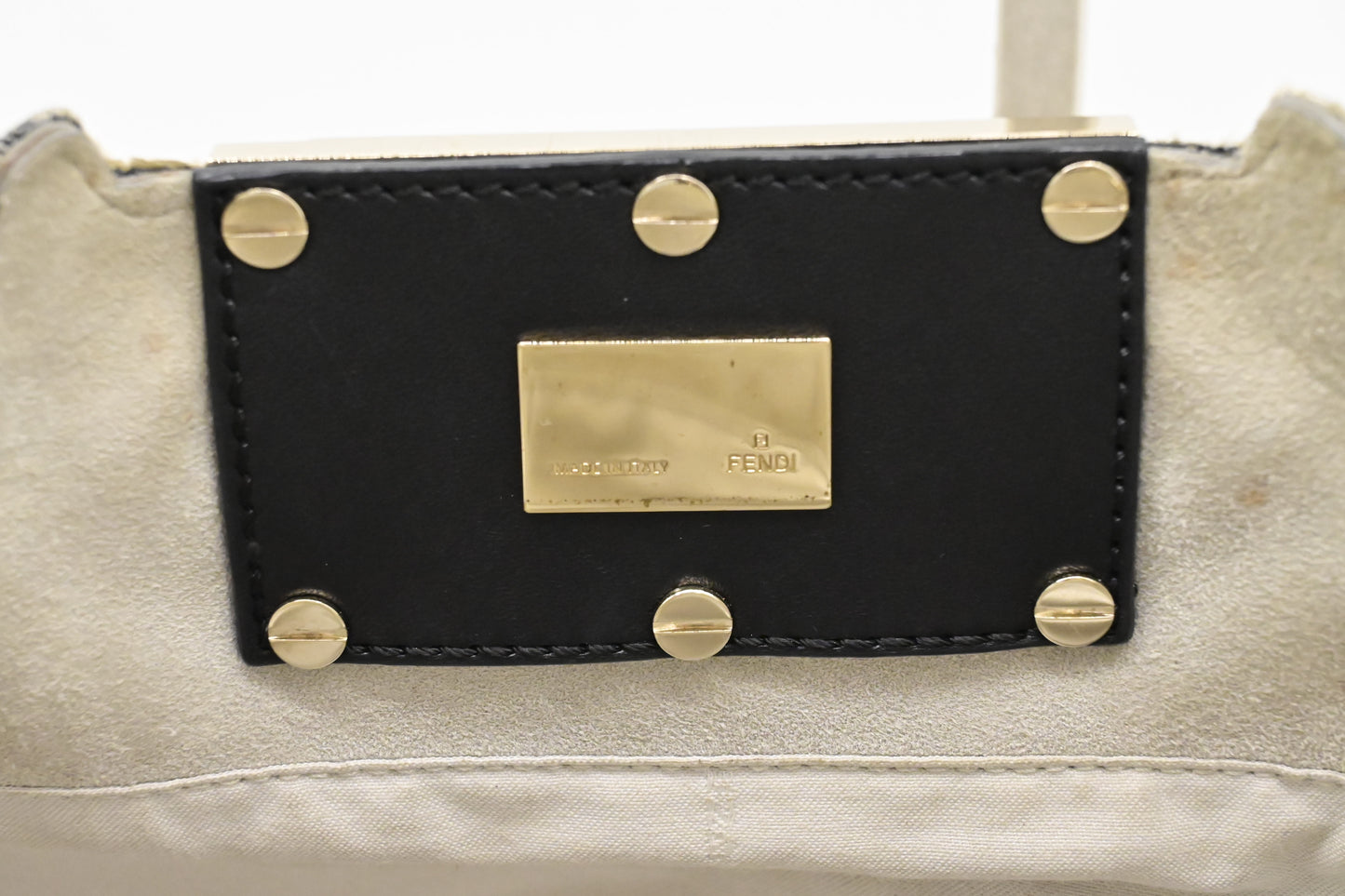 Fendi Tote Flower Embroideries in Beige Canvas