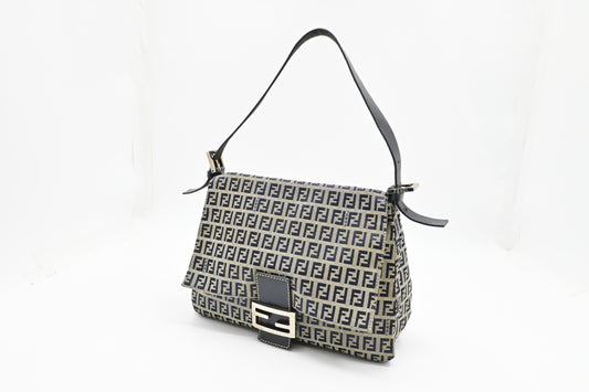 Fendi Baguette in Navy and Grey Canvas