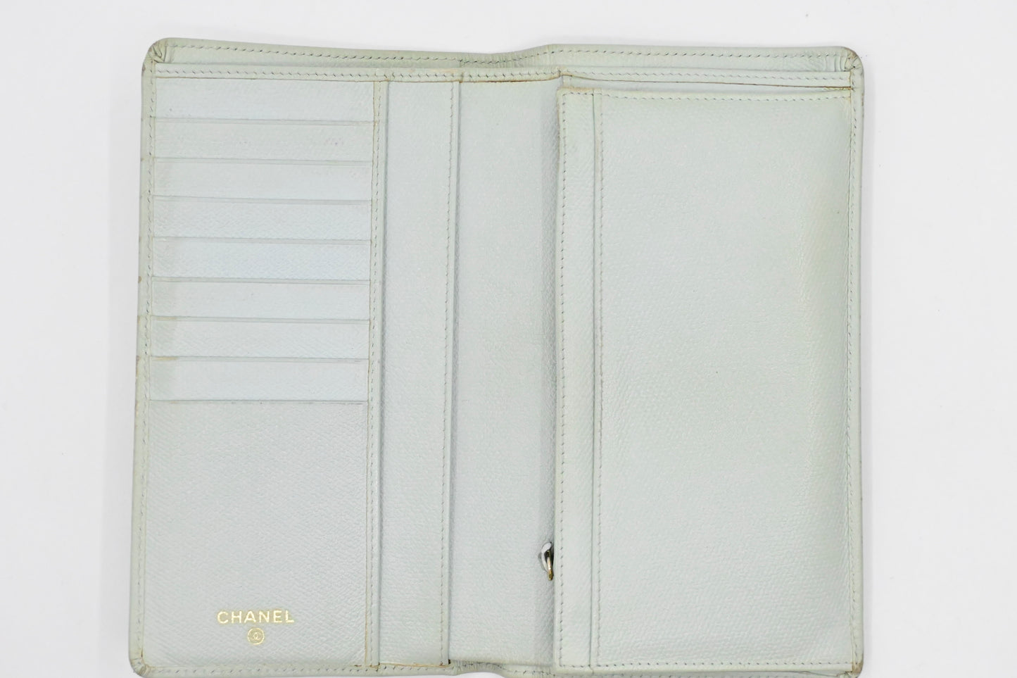 Chanel Bifold Long Wallet in Light Blue leather