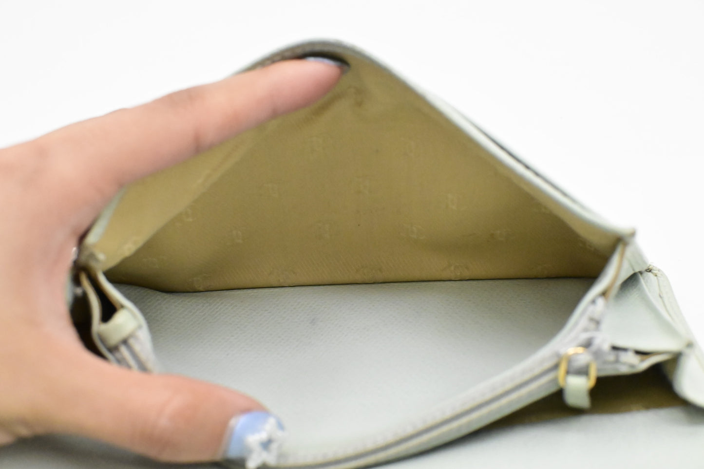 Chanel Bifold Long Wallet in Light Blue leather