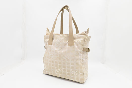 Chanel New Travel Line Zip Tote in Champagne Canvas