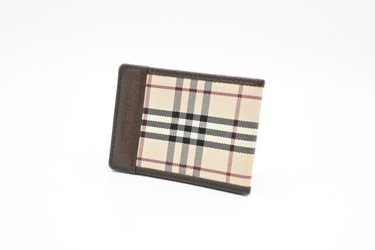 Burberry Card Case in Beige Check Canvas