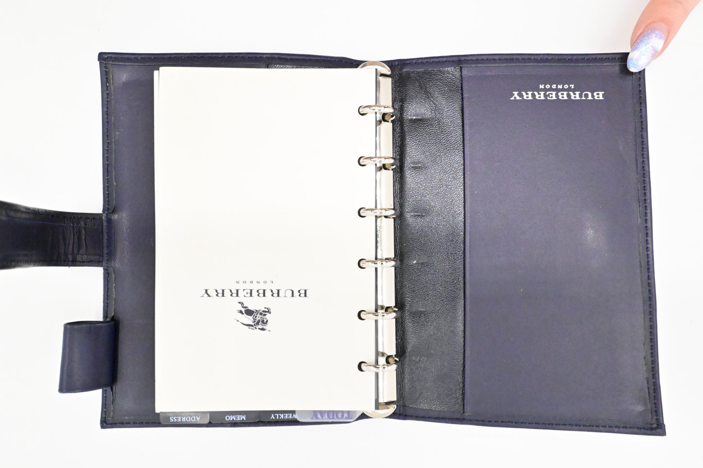 Burberry Agenda in Navy Check Canvas