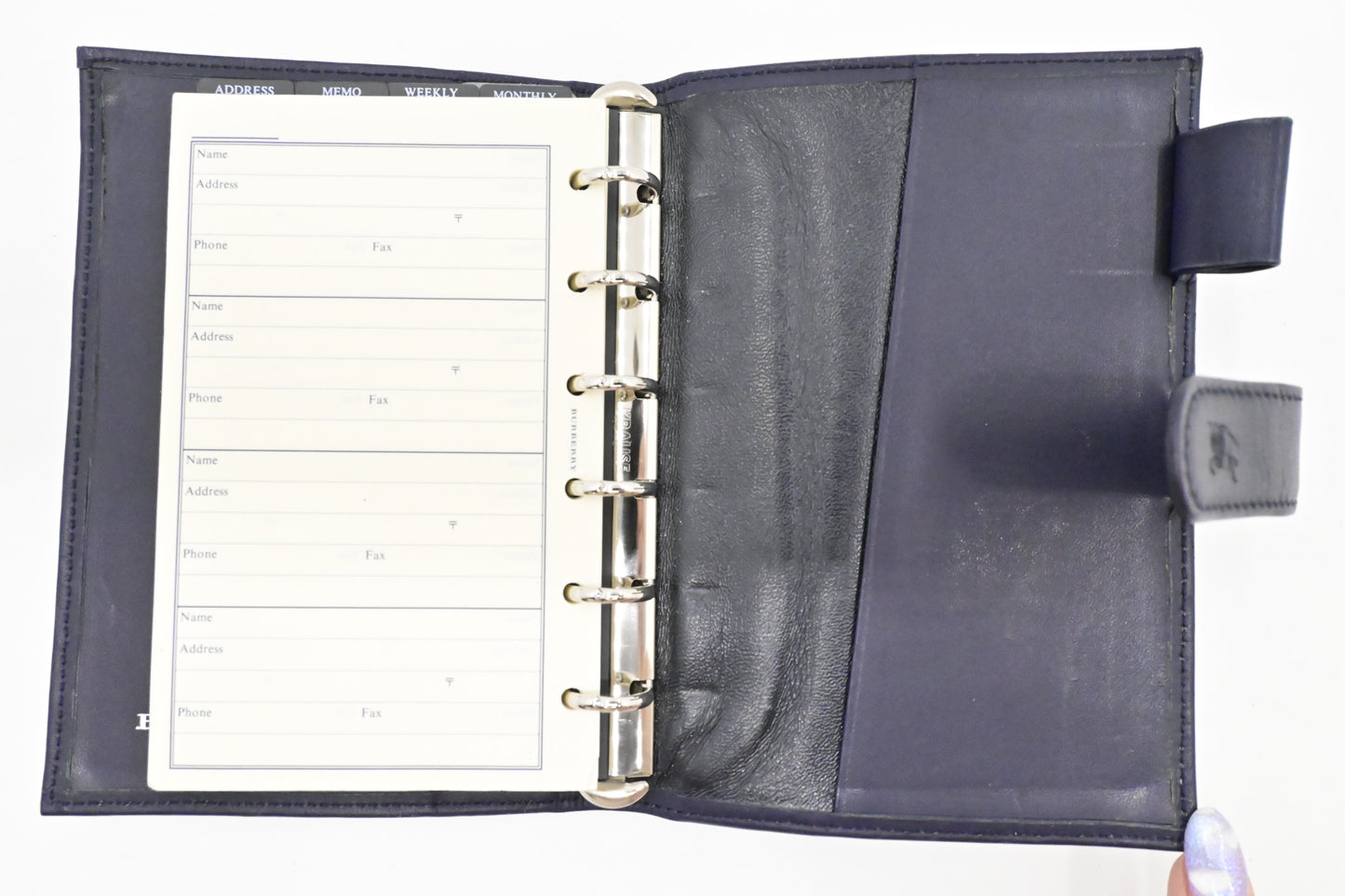 Burberry Agenda in Navy Check Canvas