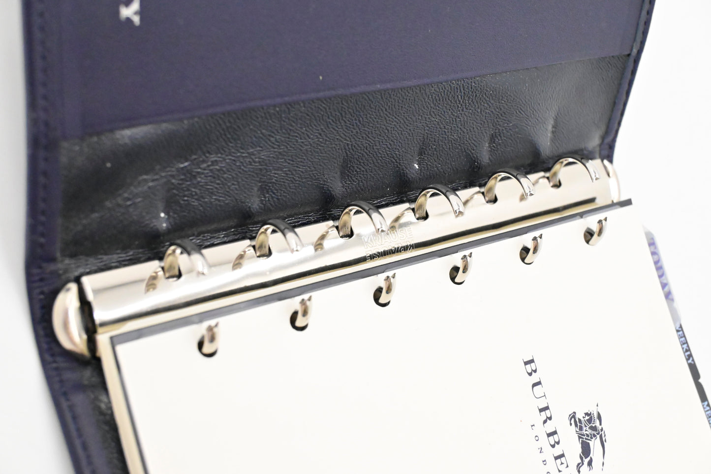 Burberry Agenda in Navy Check Canvas