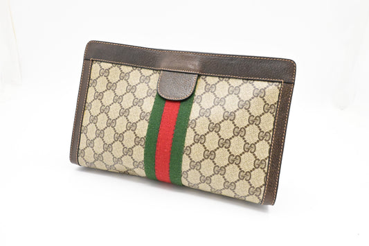 Gucci 'Accessory Collection' Clutch in Brown GG Supreme Canvas