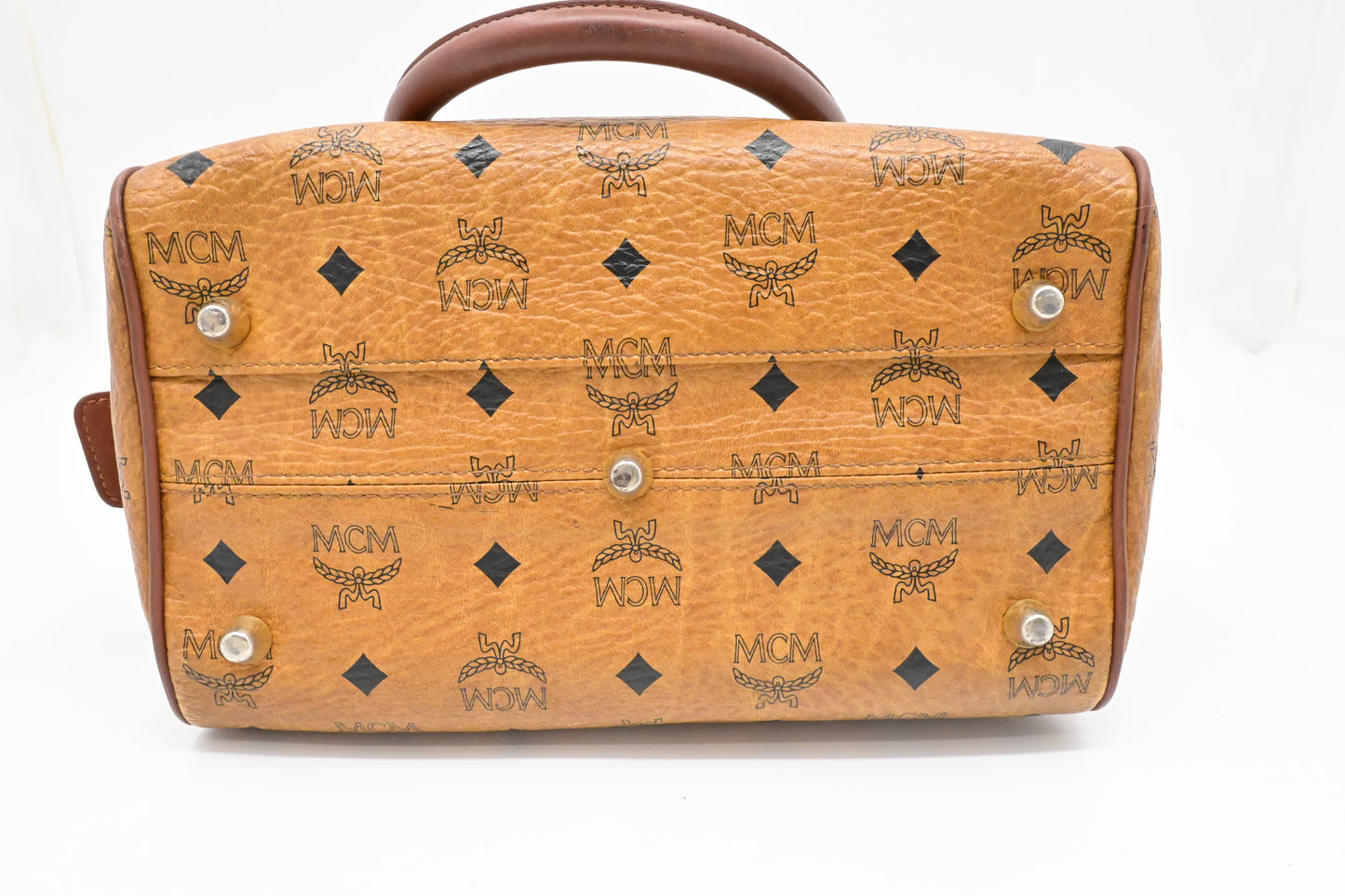 MCM 2-Way Boston Bag in Cognac Visetos Canvas
