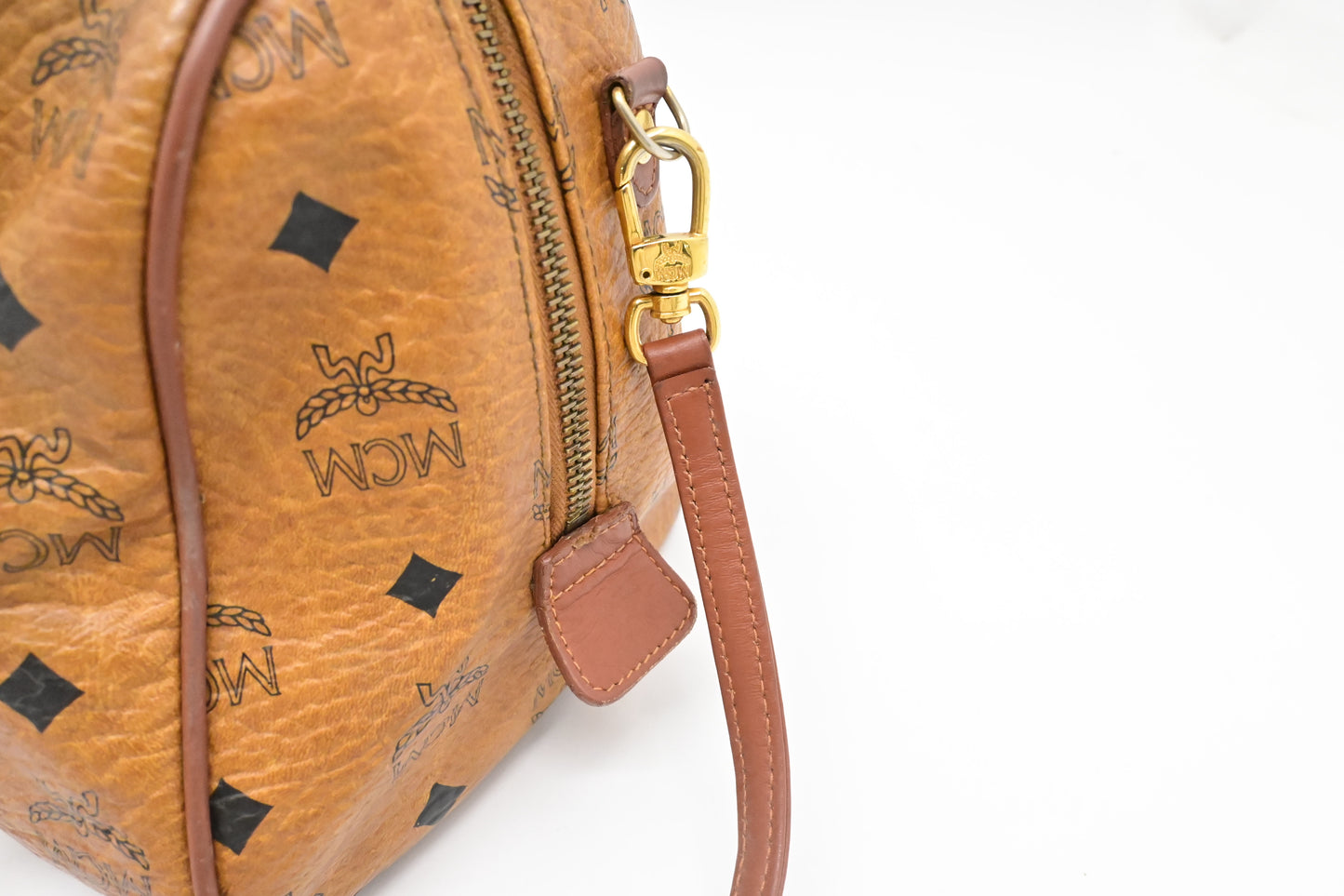 MCM 2-Way Boston Bag in Cognac Visetos Canvas