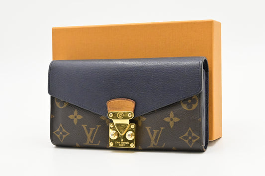 Louis Vuitton Pallas Wallet in Monogram Canvas and Navy Blue Leather