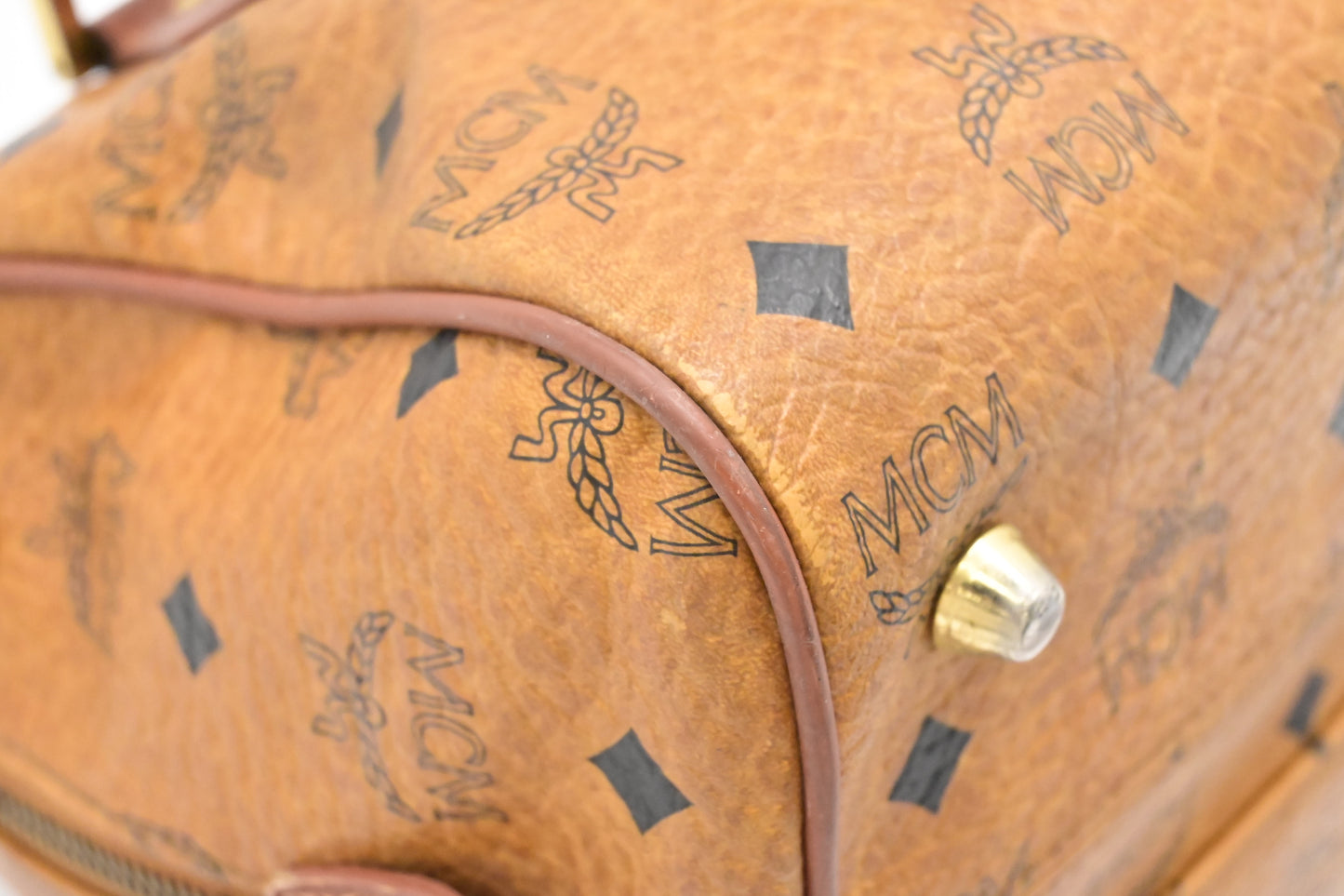 MCM 2-Way Boston Bag in Cognac Visetos Canvas