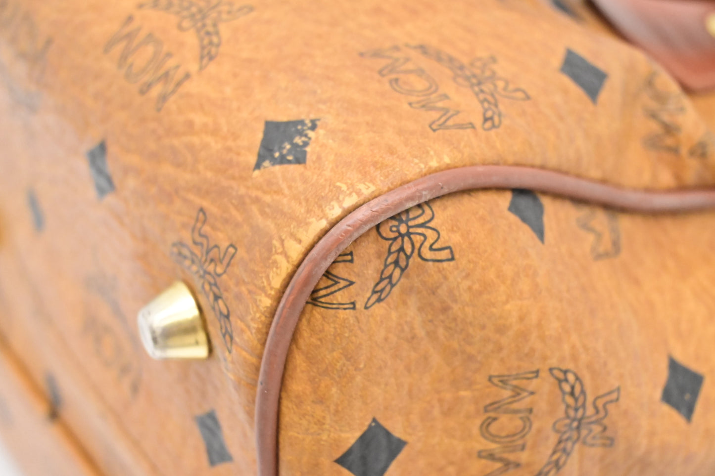 MCM 2-Way Boston Bag in Cognac Visetos Canvas