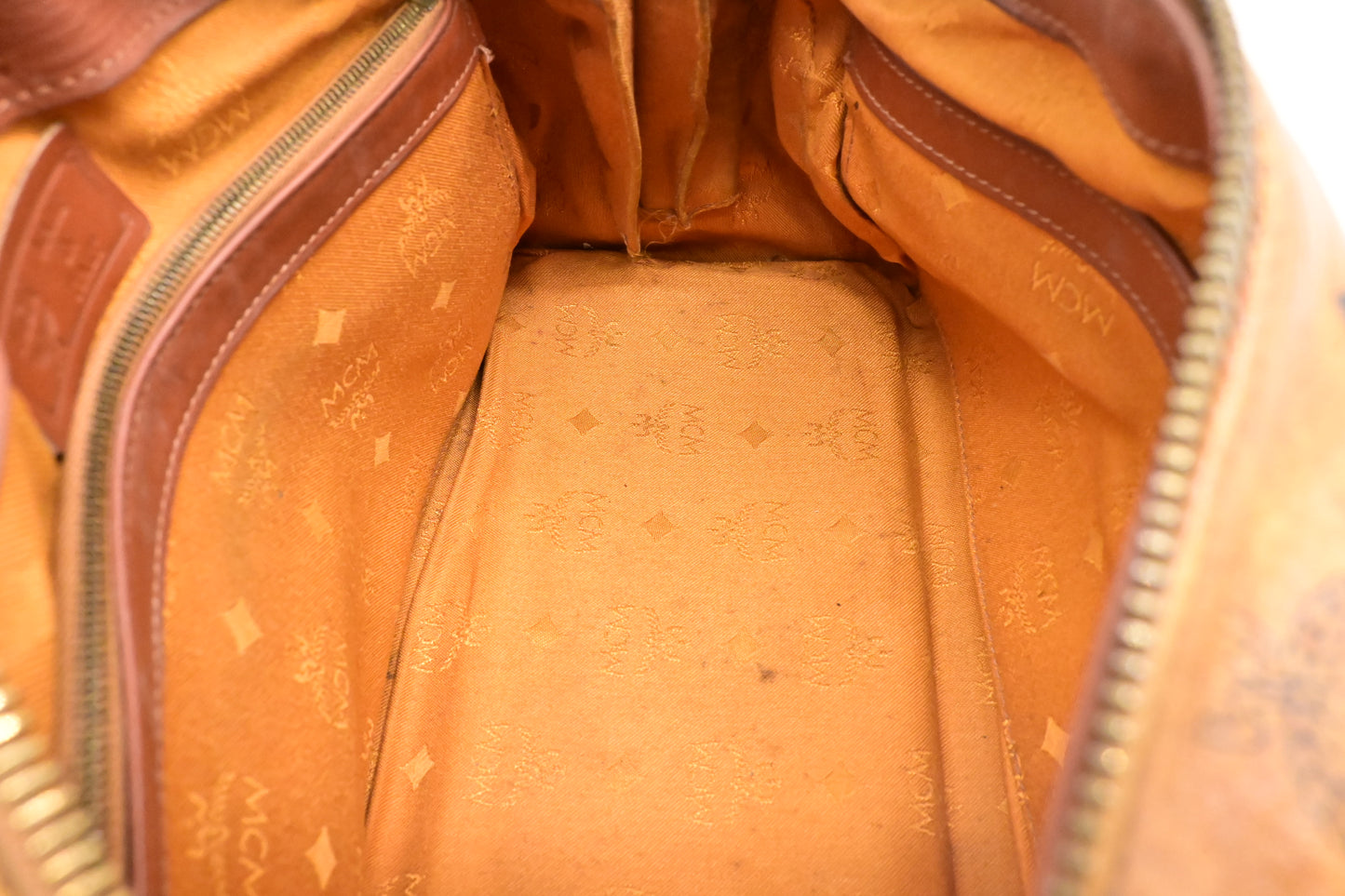 MCM 2-Way Boston Bag in Cognac Visetos Canvas