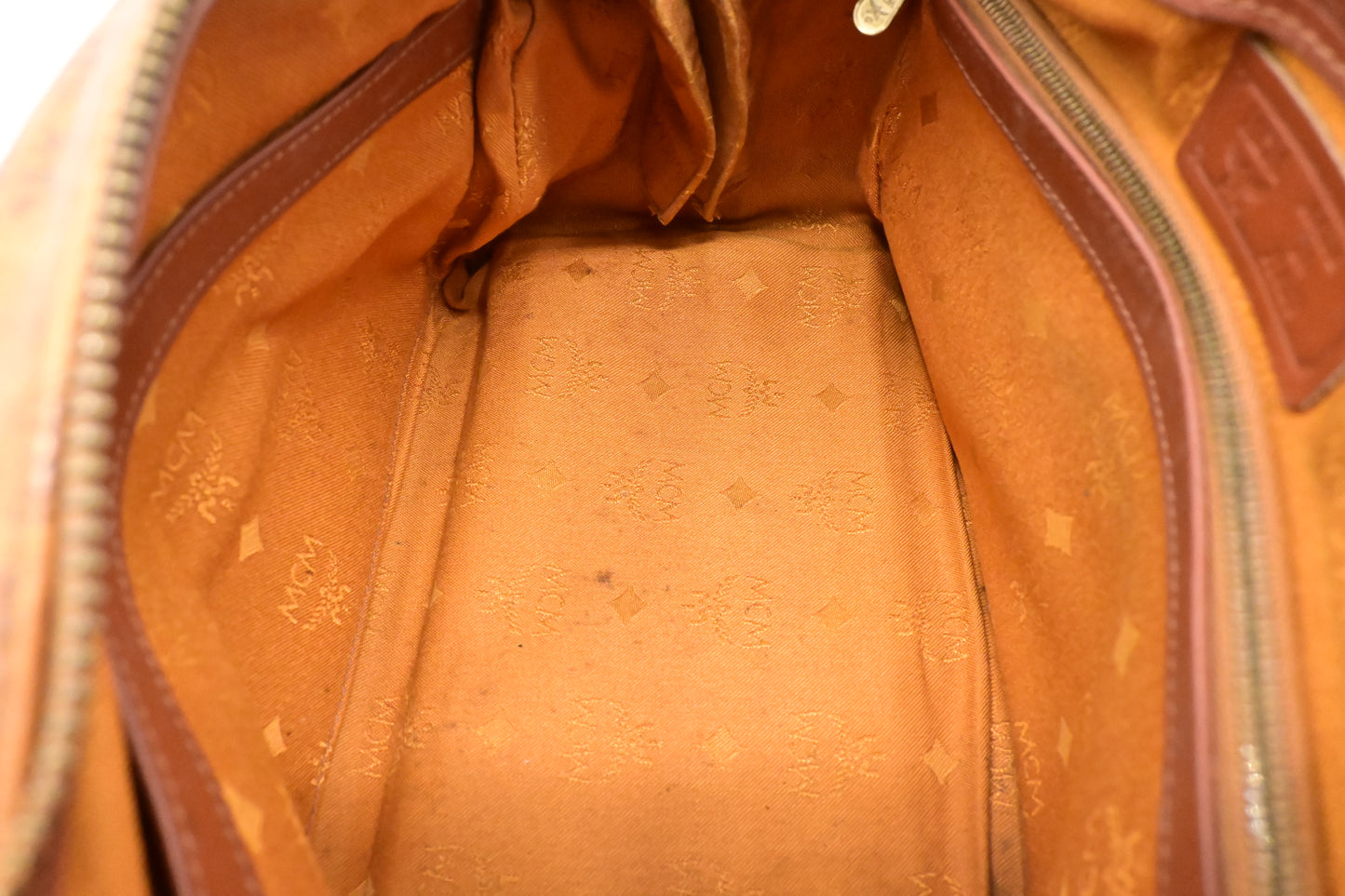 MCM 2-Way Boston Bag in Cognac Visetos Canvas