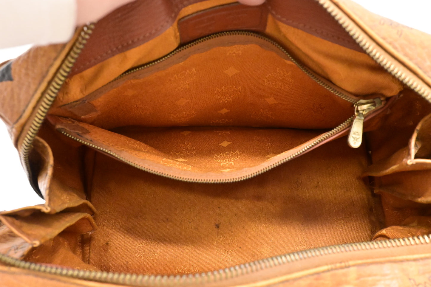 MCM 2-Way Boston Bag in Cognac Visetos Canvas