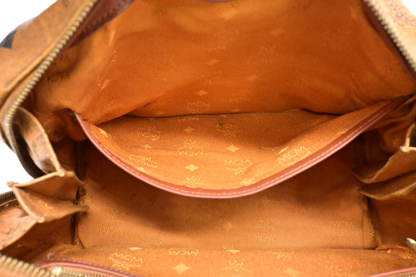 MCM 2-Way Boston Bag in Cognac Visetos Canvas