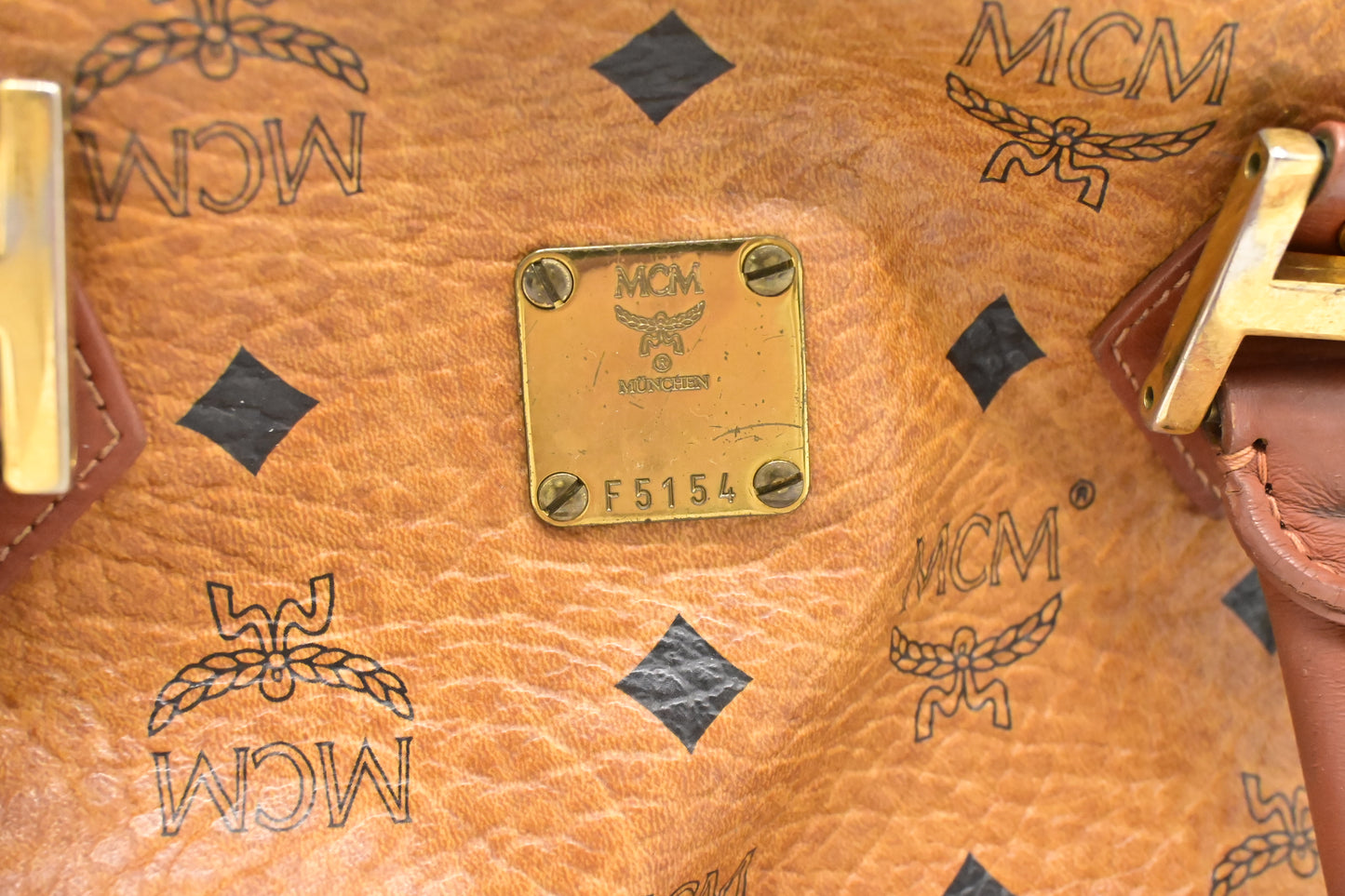 MCM 2-Way Boston Bag in Cognac Visetos Canvas