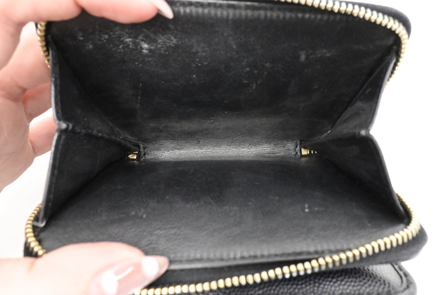 YSL Saint Laurent Compact Wallet in Black Grain de Poudre Leather