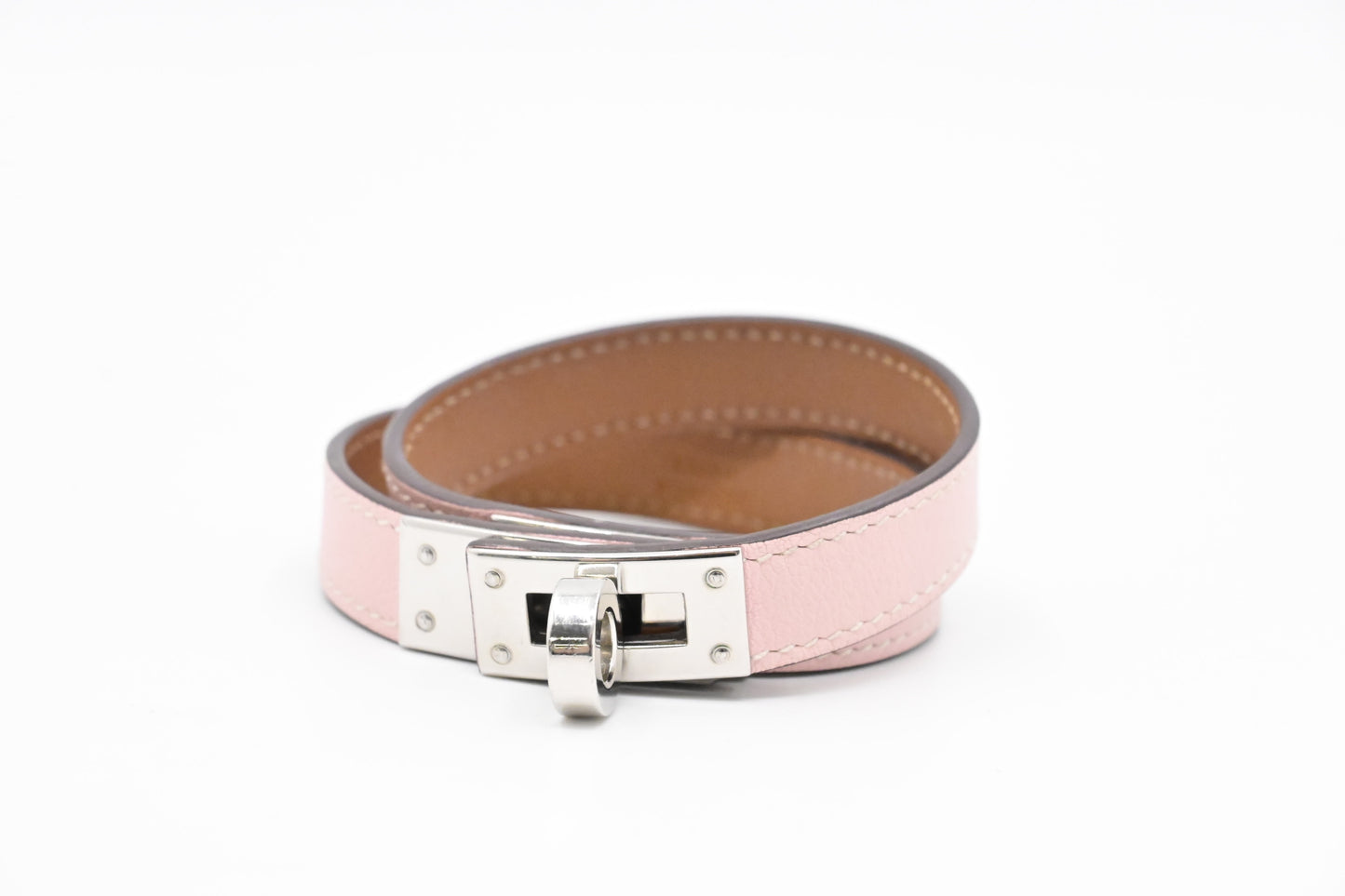 Hermes Kelly Tour Bracelet in Light Pink Leather