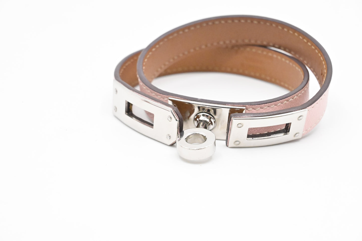 Hermes Kelly Tour Bracelet in Light Pink Leather