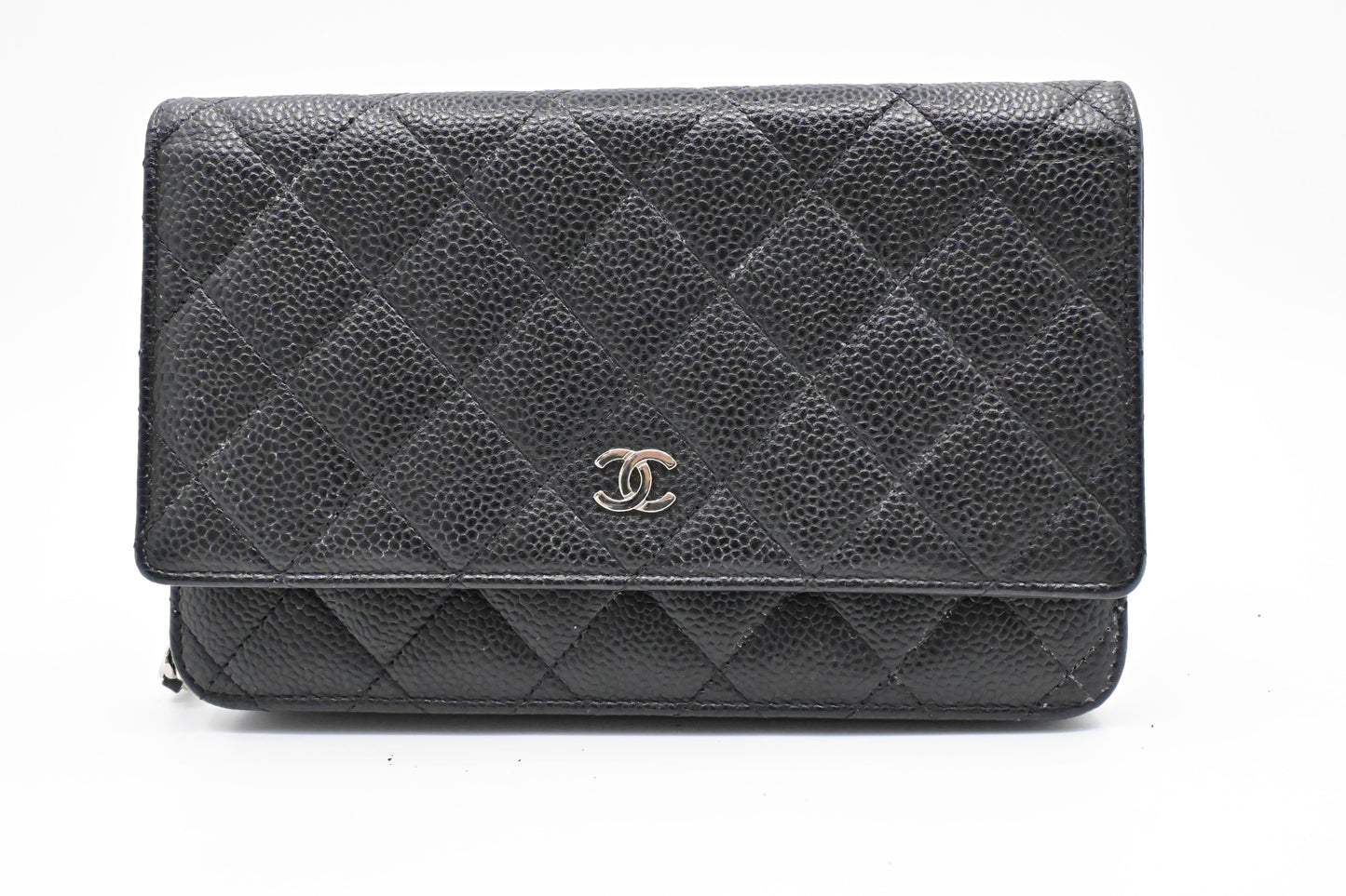 Chanel Wallet on Chain in Black Mattelassé Caviar Leather