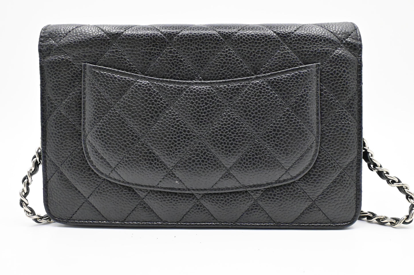 Chanel Wallet on Chain in Black Mattelassé Caviar Leather