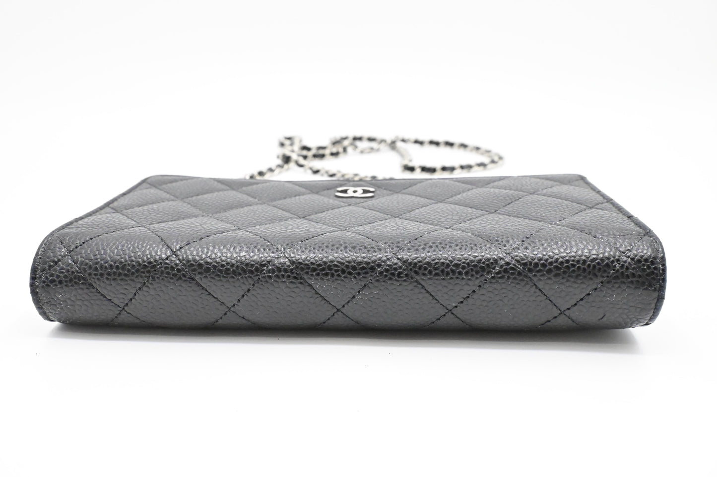 Chanel Wallet on Chain in Black Mattelassé Caviar Leather