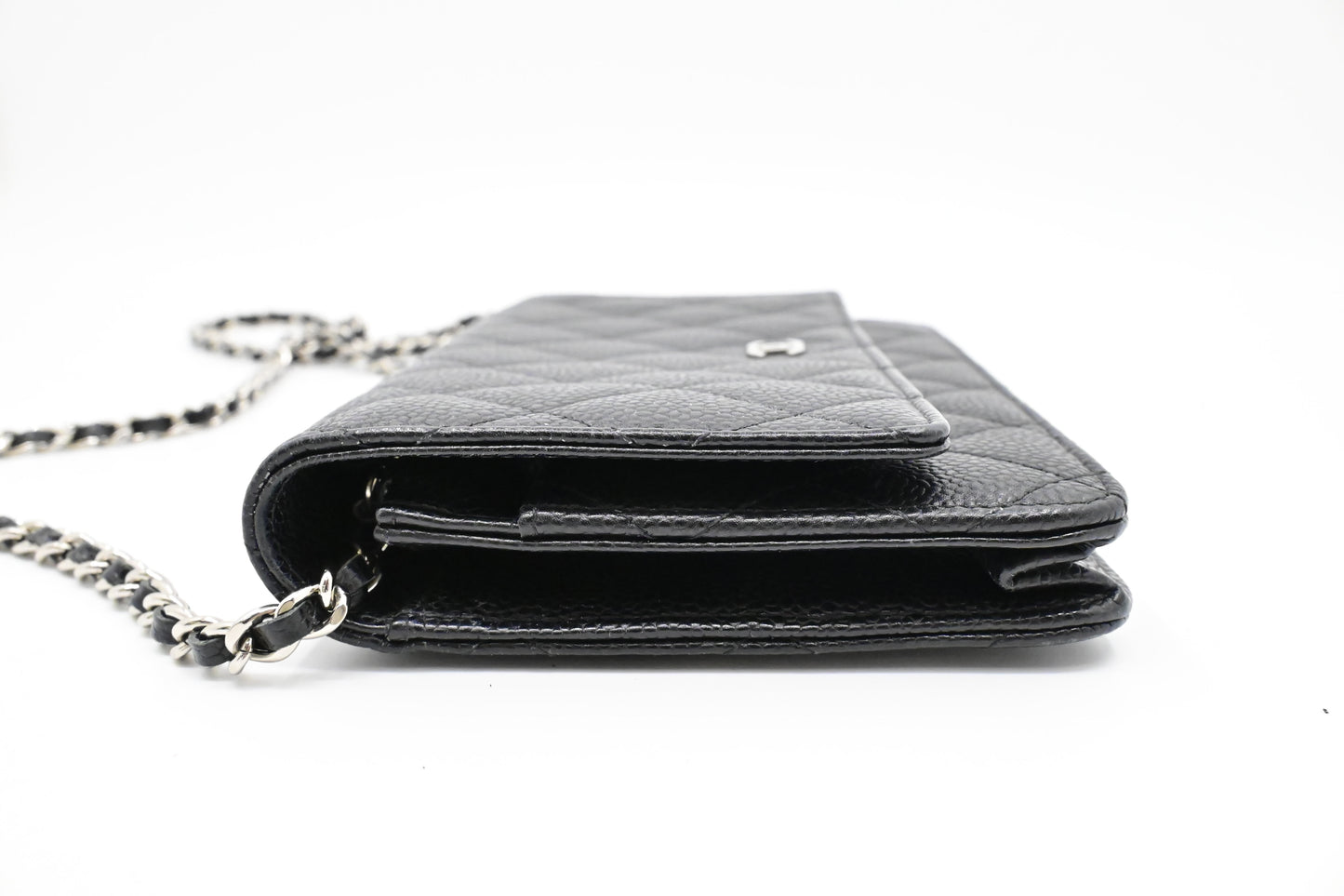 Chanel Wallet on Chain in Black Mattelassé Caviar Leather