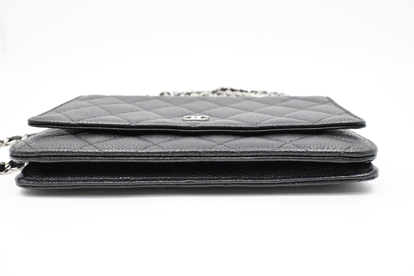Chanel Wallet on Chain in Black Mattelassé Caviar Leather