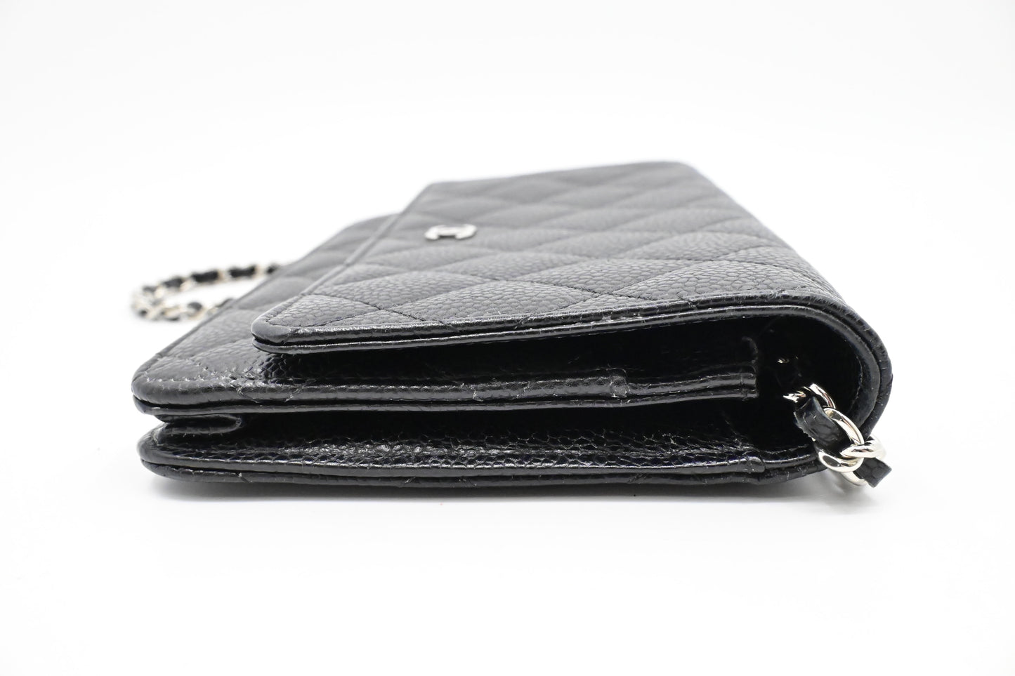 Chanel Wallet on Chain in Black Mattelassé Caviar Leather
