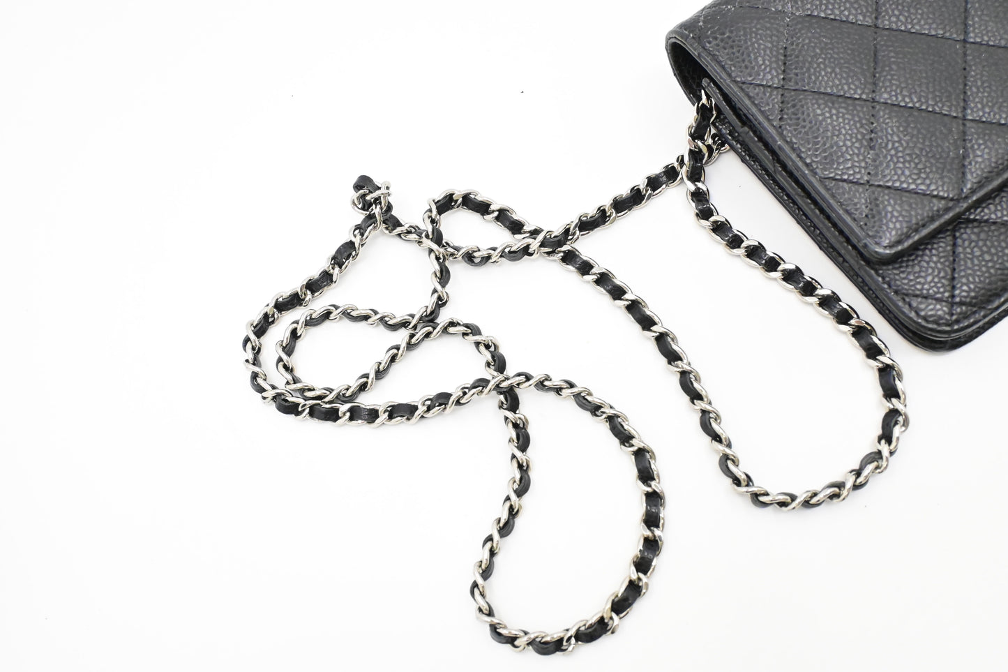 Chanel Wallet on Chain in Black Mattelassé Caviar Leather