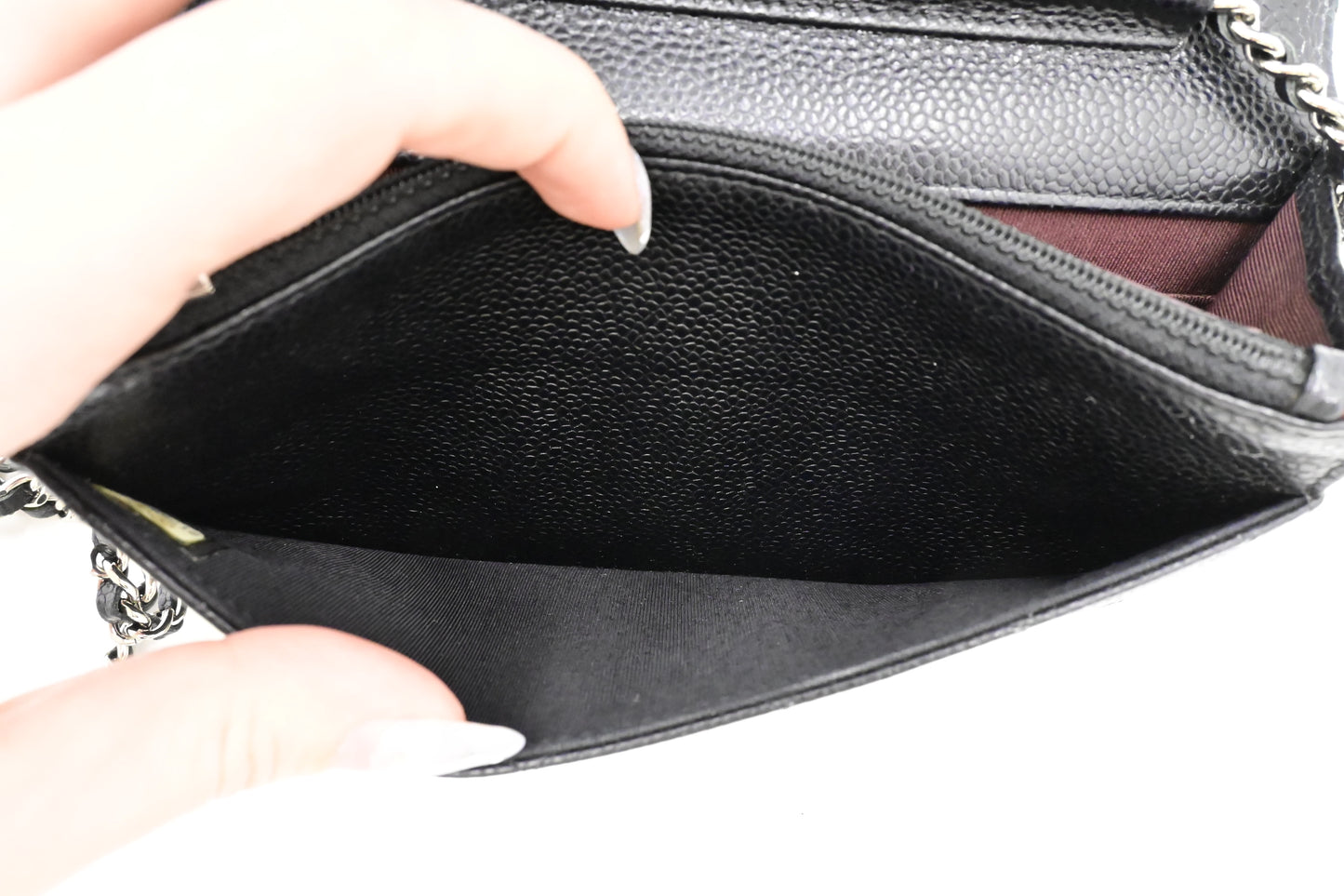 Chanel Wallet on Chain in Black Mattelassé Caviar Leather