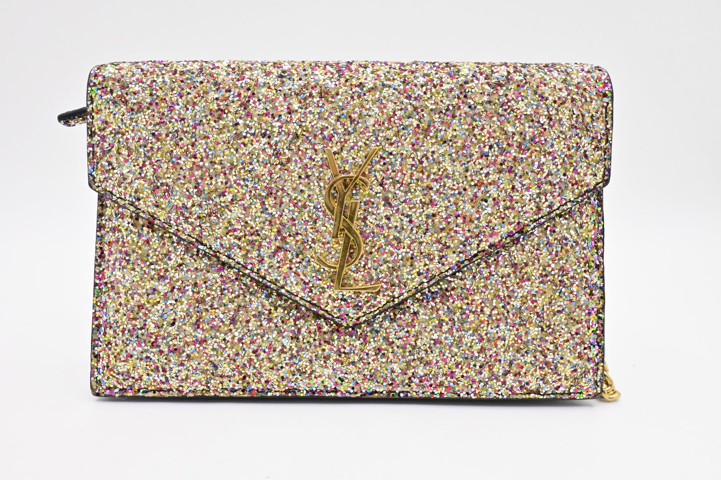 YSL Saint Laurent Wallet on Chain in Multicolor Sparkles