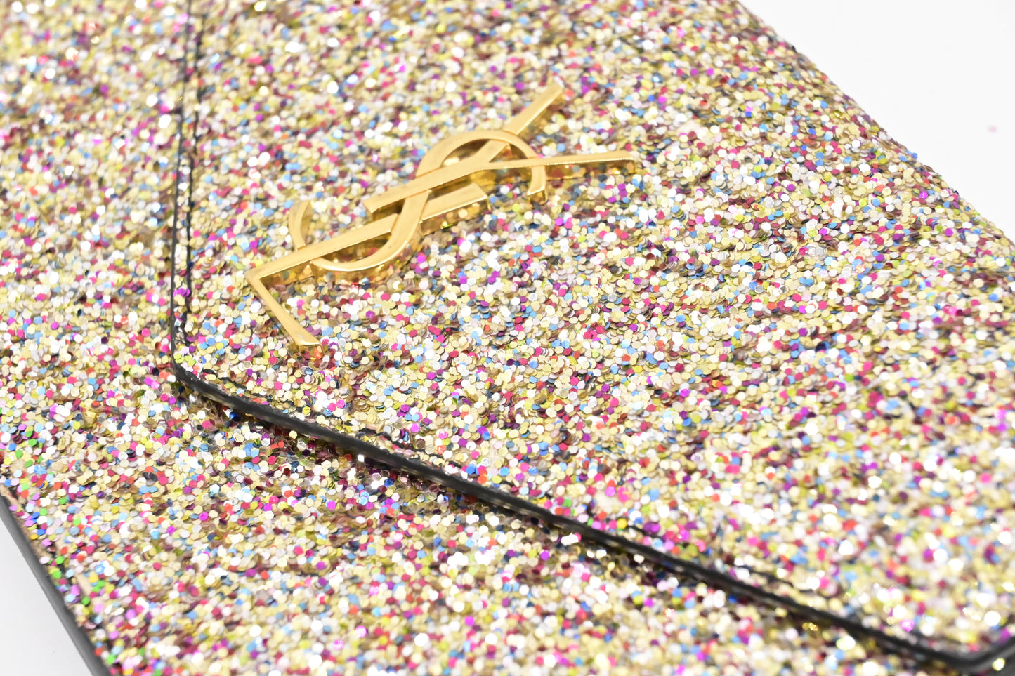 YSL Saint Laurent Wallet on Chain in Multicolor Sparkles
