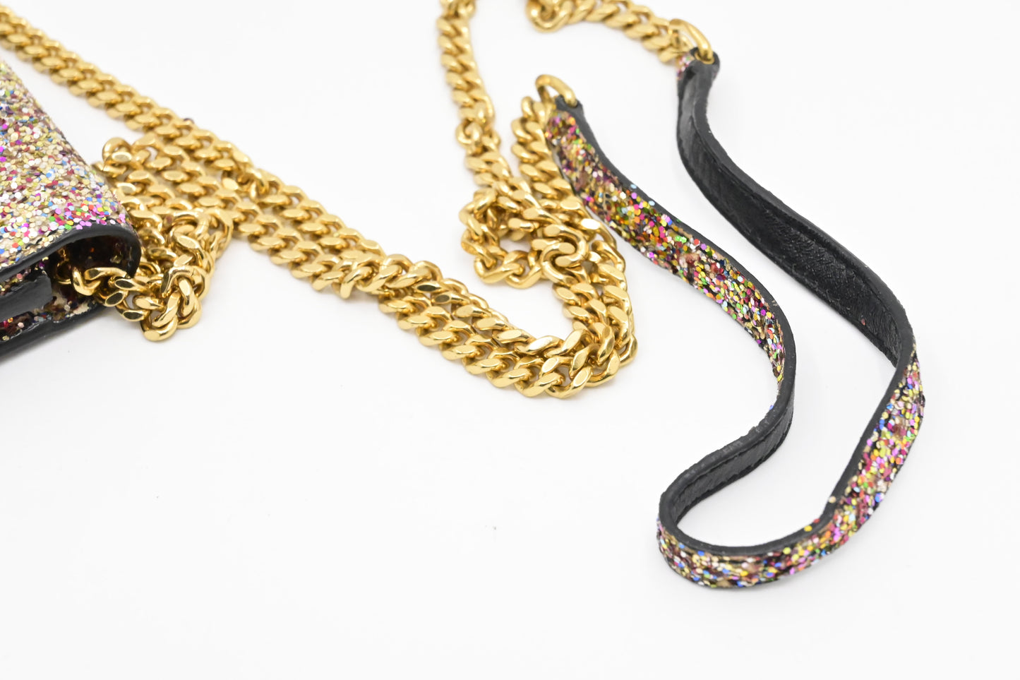 YSL Saint Laurent Wallet on Chain in Multicolor Sparkles