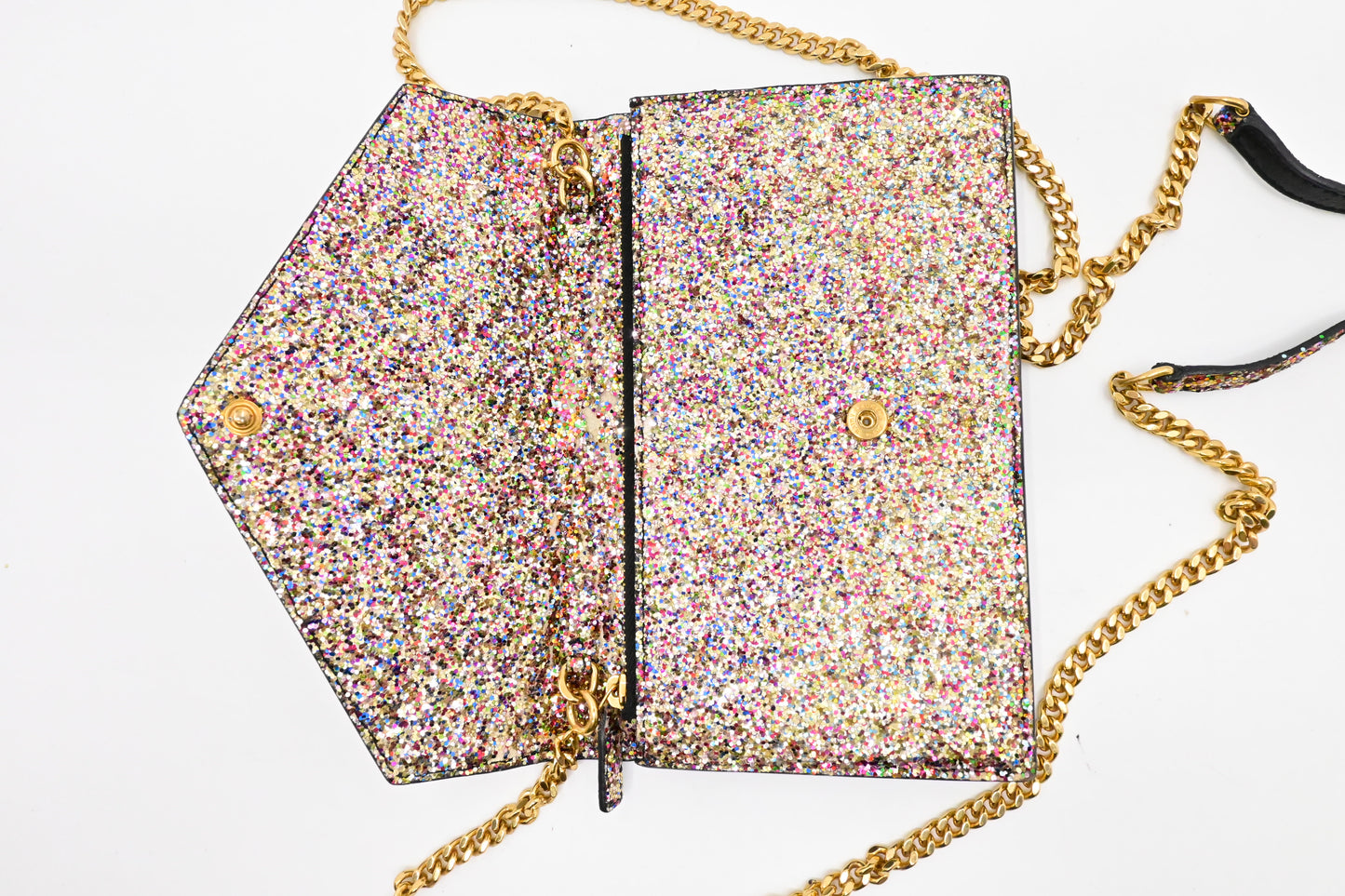 YSL Saint Laurent Wallet on Chain in Multicolor Sparkles