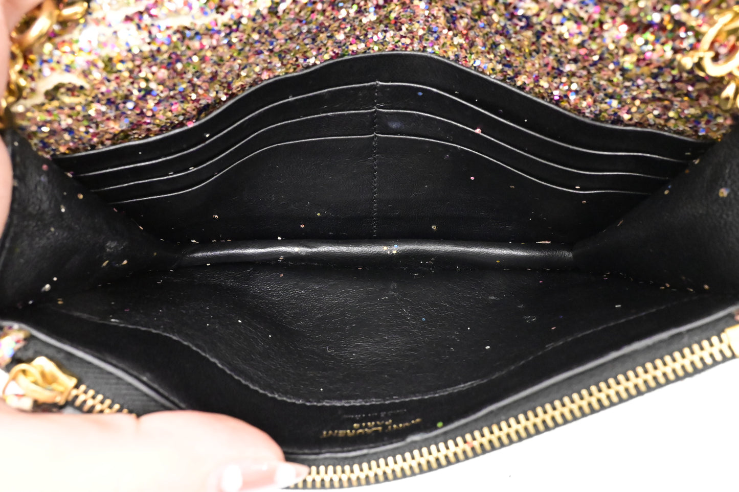 YSL Saint Laurent Wallet on Chain in Multicolor Sparkles