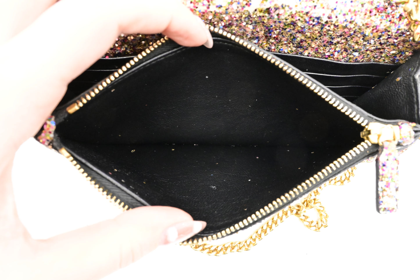 YSL Saint Laurent Wallet on Chain in Multicolor Sparkles