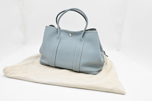 Hermes Garden Party 36 in Light Blue Leather