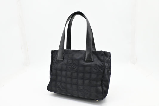 Chanel Small New Travel Line Tote in Black Canvas