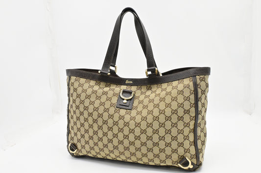 Gucci Abbey Tote Bag in Beige GG Canvas