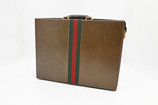 Gucci Sherry Line Briefcase in Brown Leather