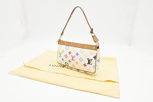 Louis Vuitton x Takashi Murakami Pochette Accessoires in White Multicolor Monogram Canvas
