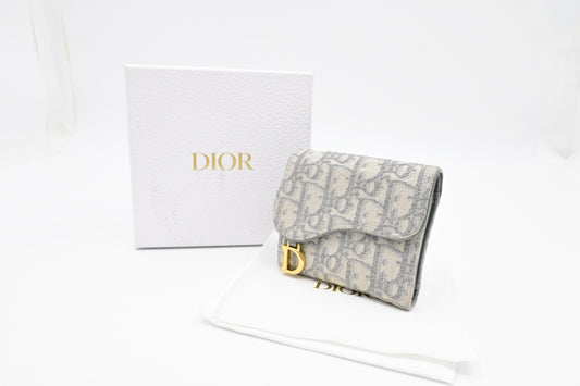 Dior Trotteur Compact Wallet in Grey Oblique Canvas
