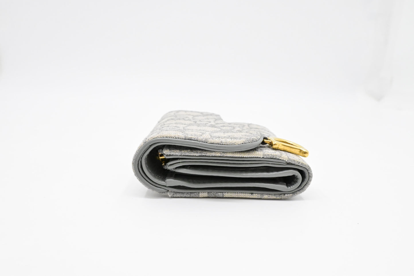 Dior Trotteur Compact Wallet in Grey Oblique Canvas
