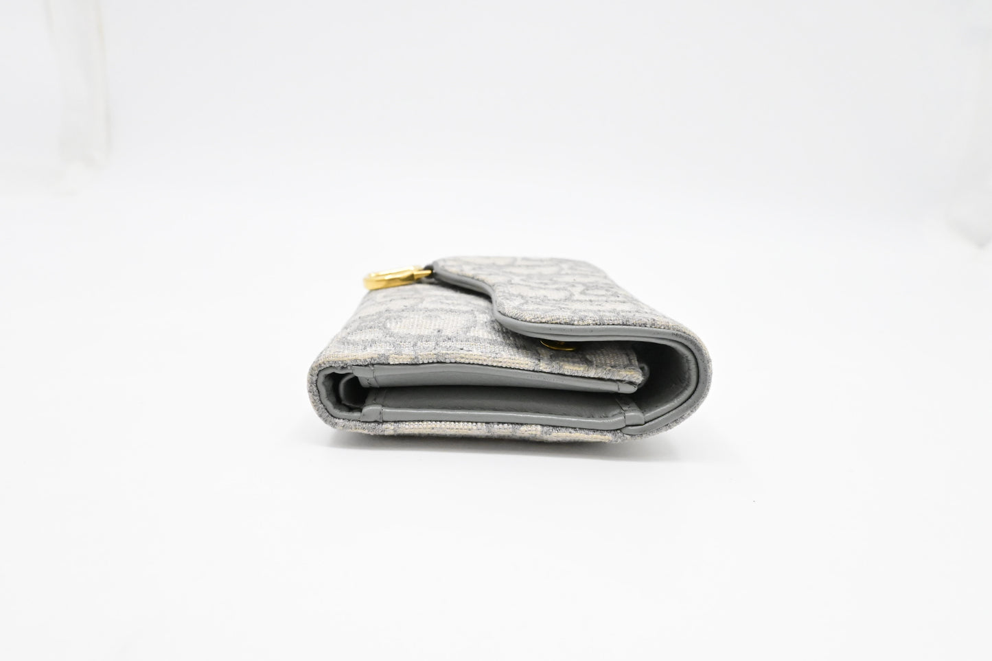 Dior Trotteur Compact Wallet in Grey Oblique Canvas