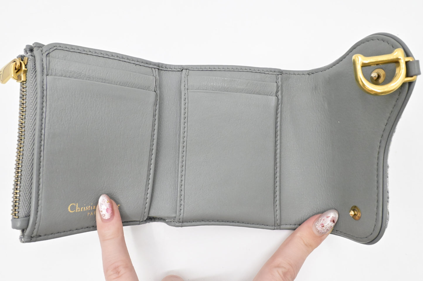 Dior Trotteur Compact Wallet in Grey Oblique Canvas