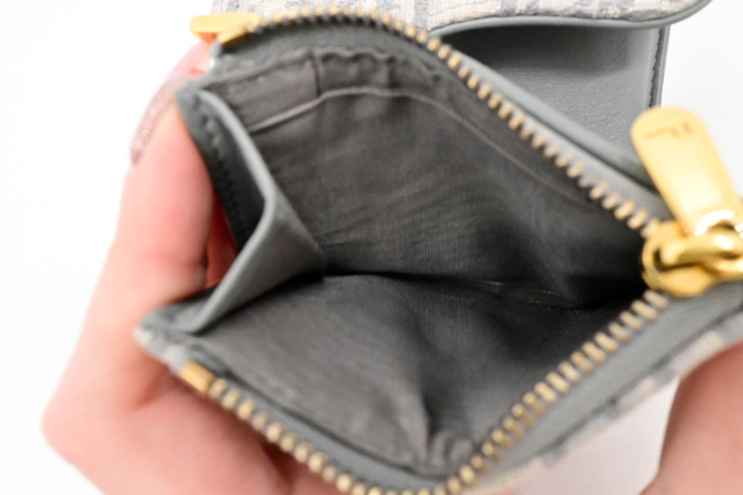 Dior Trotteur Compact Wallet in Grey Oblique Canvas