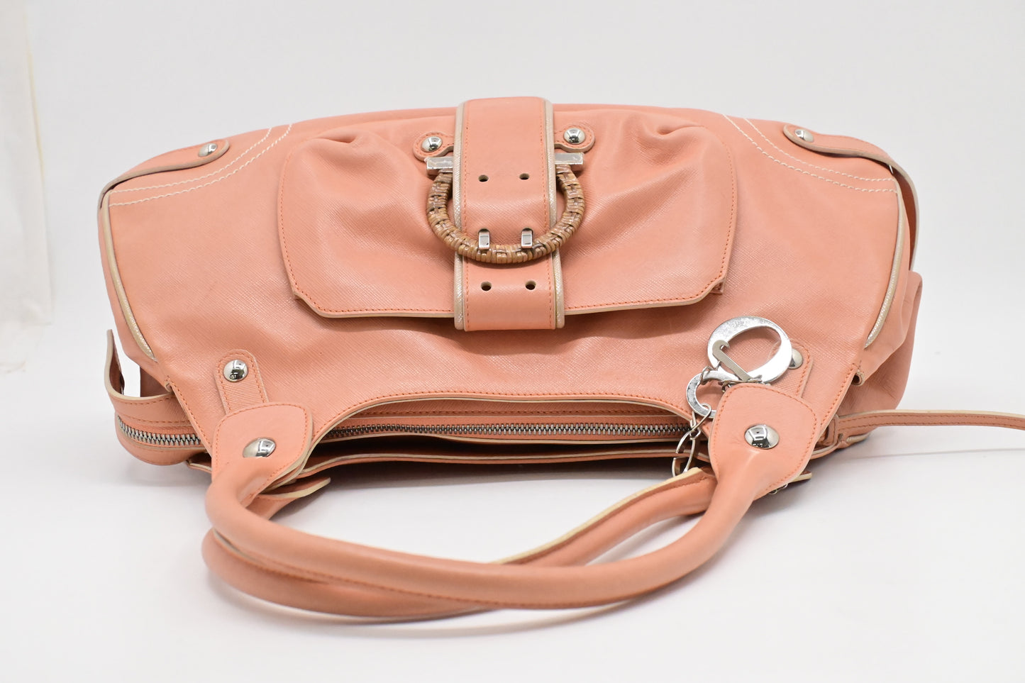 Ferragamo Gancio Hobo Bag in Pale Pink Leather