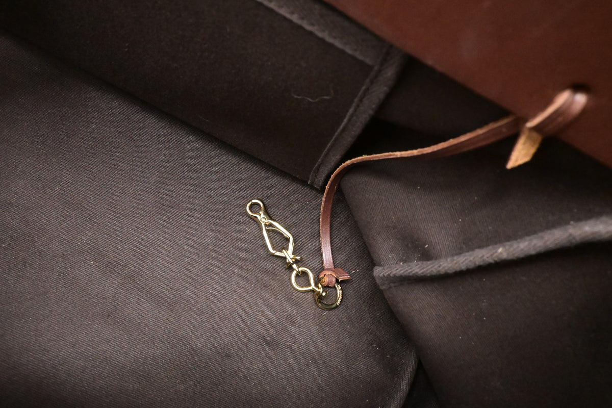 Hermes Herbag Cabas 40 in Brown Leather & Canvas