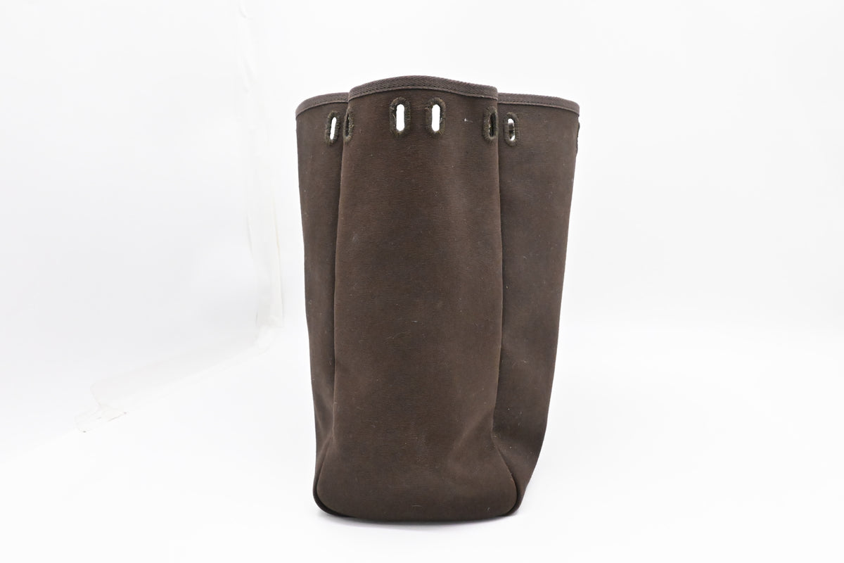 Hermes Herbag Cabas 40 in Brown Leather & Canvas